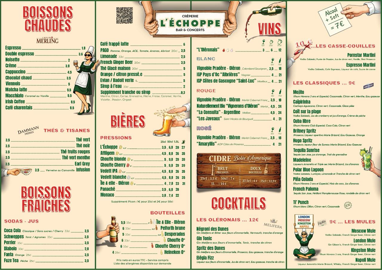 L'Echoppe - Carte des Boissons et Tapas avril 2026